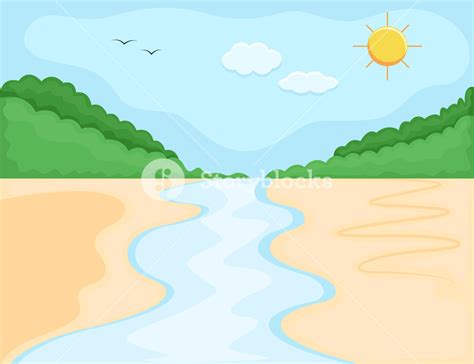 Cartoon Background River Bank Landscape Royalty Free Stock Image