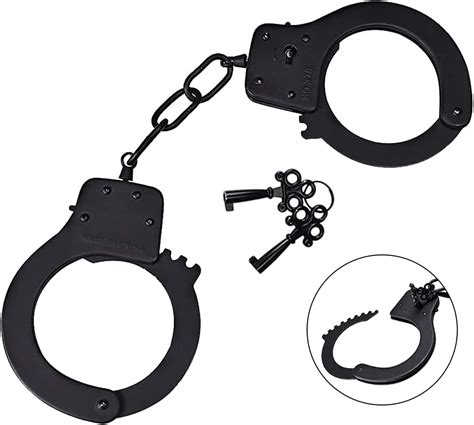 Handcuffs Double Lock With Two Handcuff Keys Costume Accessory Cosplay Pretend Play Metal Hand