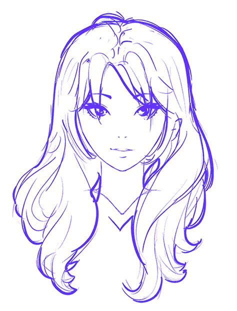 Anime Girl Hair Drawing