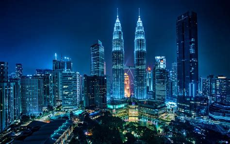 Download Wallpapers Kuala Lumpur 4k Petronas Twin Towers Skyscrapers