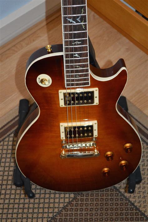 Les Paul Style Guitar That I Made In 2014 With Prs Bird Inlay In Neck