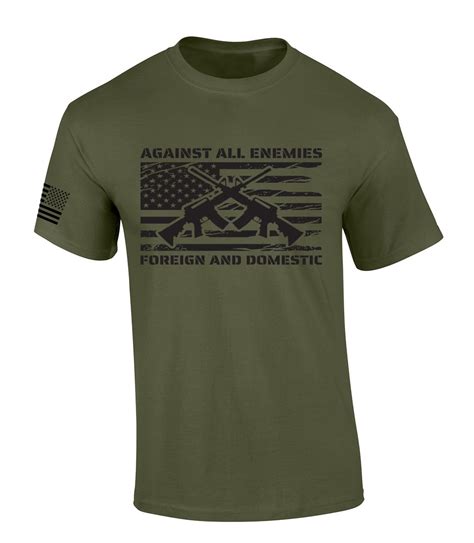 Patriot Pride Tshirt Mens Against All Enemies Foreign And Domestic Patriotic American Flag Short