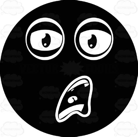 Unhappy Black Smiley Face Emoticon With Open Frowning Mouth Stock