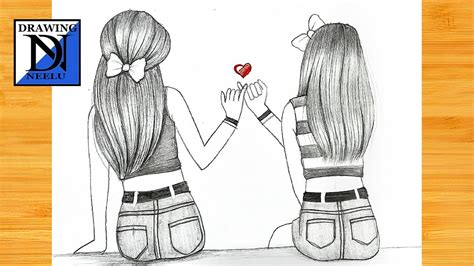 How To Draw A Girls Best Friends Bff Pencil Sketch For Beginner Girl Friendship Drawing
