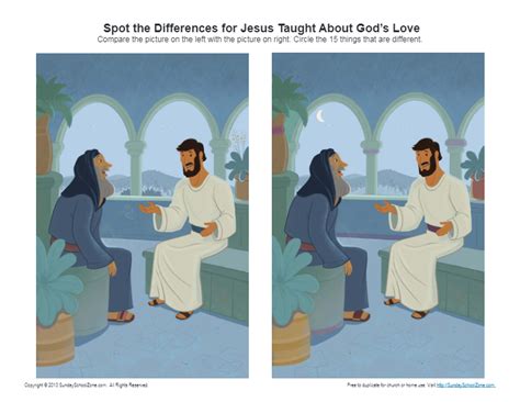 Jesus Taught About Gods Love Spot The Differences Activity Bible