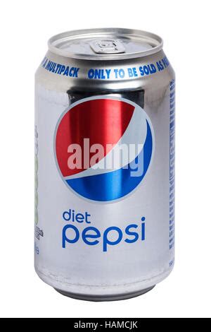 Una lata de Pepsi cola sobre un fondo blanco Fotografía de stock Alamy