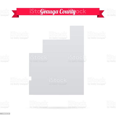 Geauga County Ohio Map On White Background With Red Banner Stock