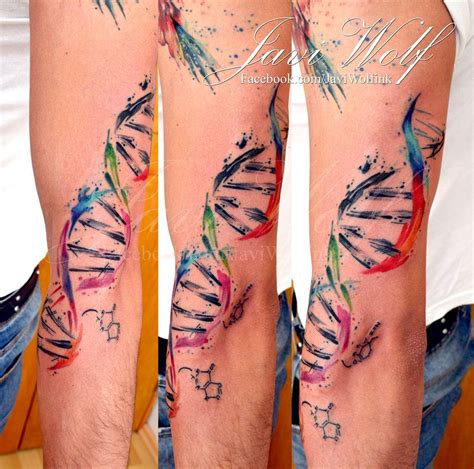 Watercolor Dna Chain Tattoo Tattooed By