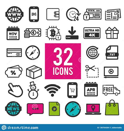 Set Of Flat Icons For Web Mobile Apps And Interface Design Stock