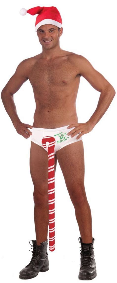 Men S Christmas Candy Cane Costume Underwear Ebay
