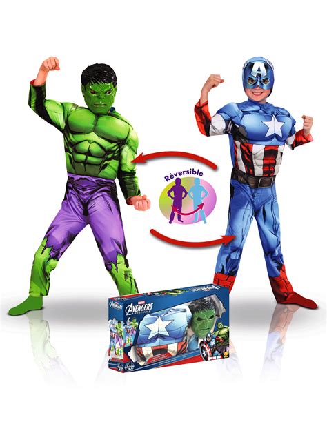 Itu adalah kostum yang sama dengan saat penampilannya. Marvel™-Kinderkostüm Hulk™ und Captain America™ wendbares ...