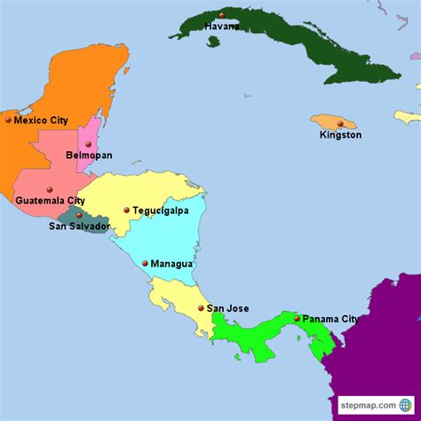 Latin America Map Capitals