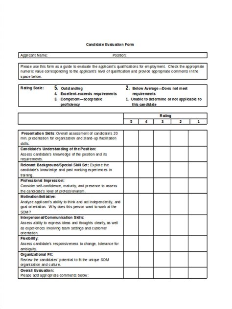 Free Interview Evaluation Forms In Ms Word Pdf Excel