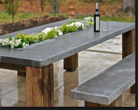 Outdoor Dining Set Concrete Modern Table And Bench Set Concrete