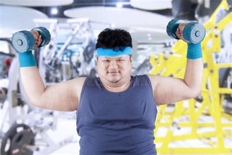Fat Man Exercise Fitness Center Stock Photos Free Royalty Free