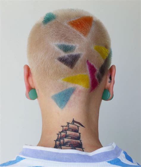 Geometric Buzz Cuts And Colorful Hair Tattoos Inspired By 90s Punk