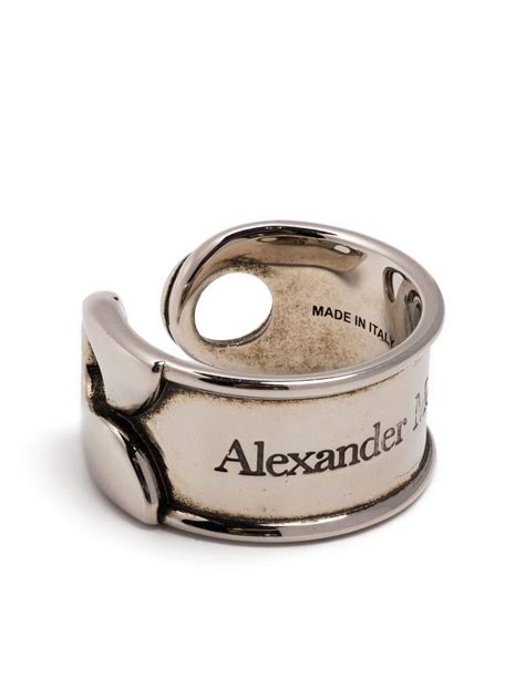 Alexander McQueen Safety Pin Ring Mit Logo Gravur Farfetch