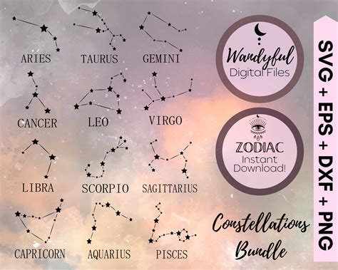 Star Zodiac Constellation Svg Png Zodiac Svg Horoscope Svg Cricut Svg