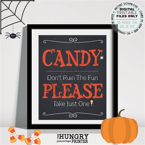 Halloween Candy Sign Candy Take Oneprintable Halloween Decor