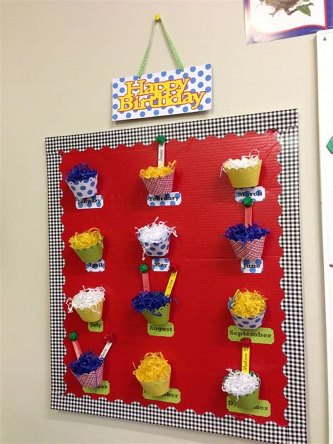 Preschool Classroom Birthday Display Board Using Primary Colors