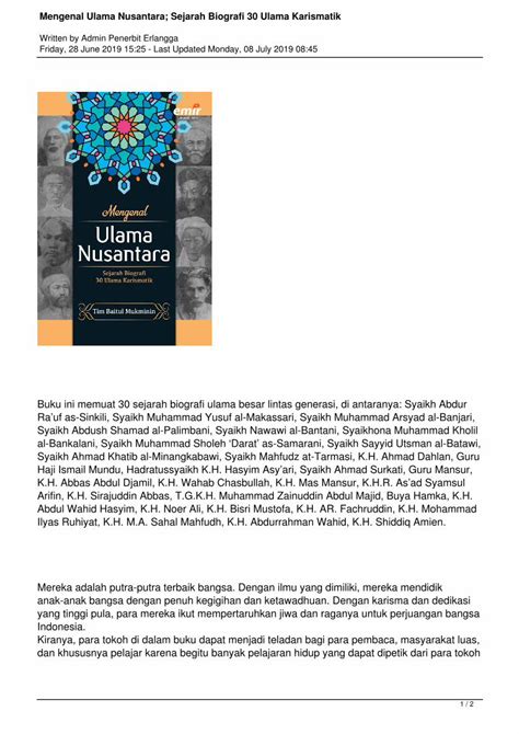 Pdf Mengenal Ulama Nusantara Sejarah Biografi Ulama Karismatik