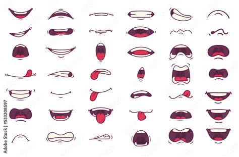 Cartoon Character Talking Mouth And Lips Expressions Vector Animations