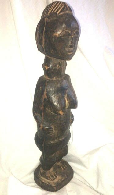 Vtg African Carved Wood Tribal Female Fertility Goddess Statue Rare