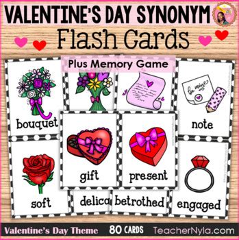 Valentine's Day Synonym Flashcards or Memory Game | Valentines, Notes ...