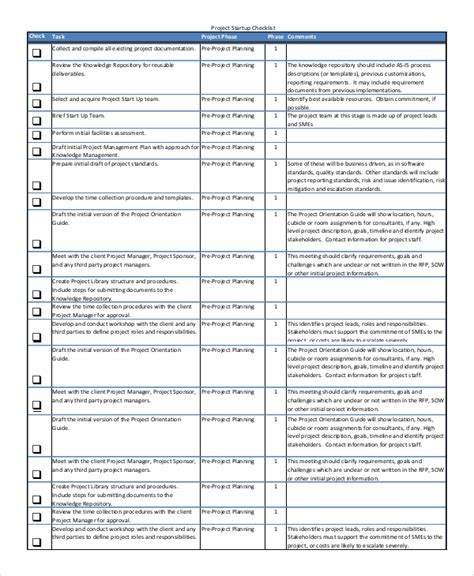 New Project Checklist Template