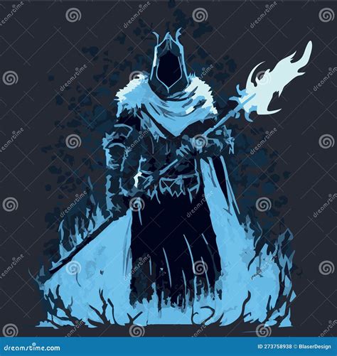 Frost Mage Vector Illustration Dark Wizard Stock Vector Illustration
