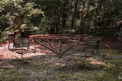 A Radioactive Abandoned Playground Overgrown With Trees In The City Of