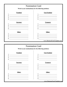 nomination card template