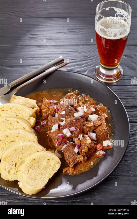 Delicious Homemade Hot Traditional Czech Beef Goulash Served With