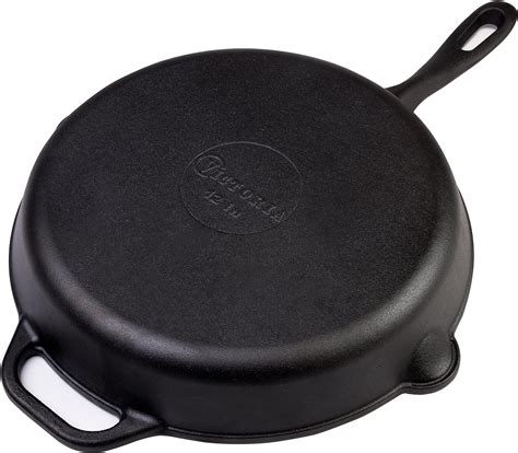 Victoria Cast Iron Skillet Large Frying Pan With Helper Handle Seasoned