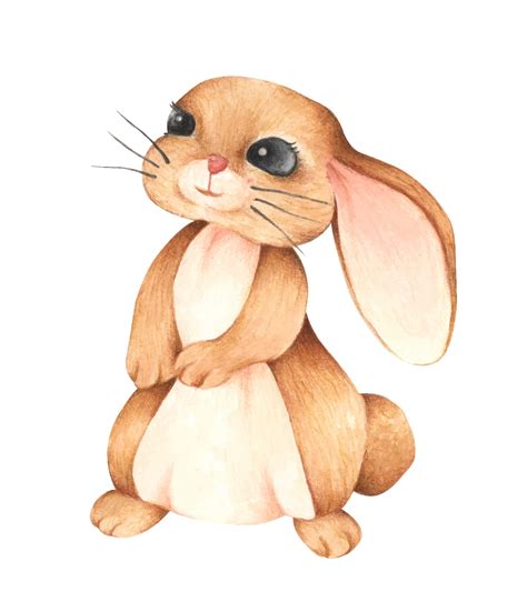 Brown Rabbit Watercolor And Colored Pencil Illustration 3069937