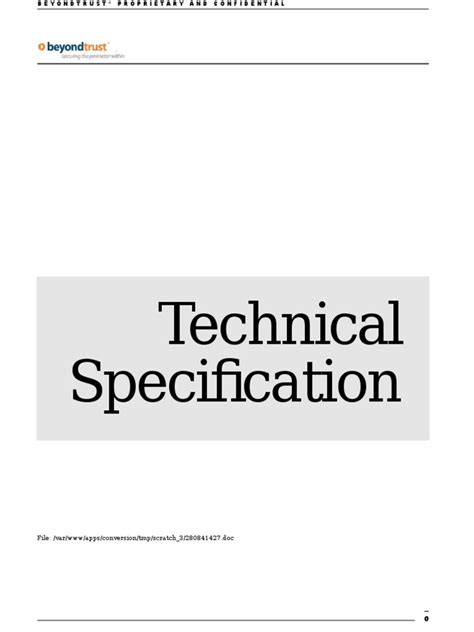 Technical Spec Template Specification Technical Standard Software