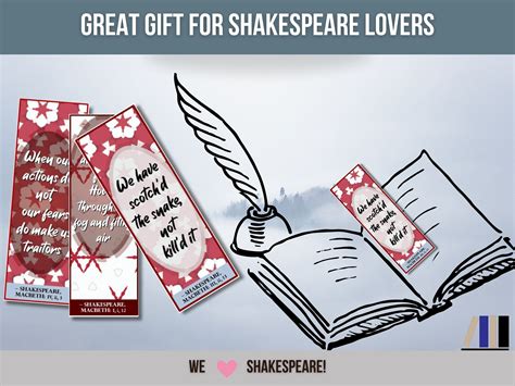 Shakespeare Bookmarks Macbeth Quotes Book Club T Etsy