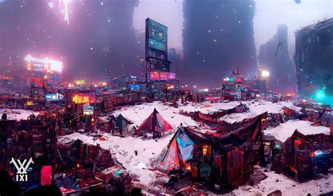What If The Cyberpunk City Is Snowing Rdiscodiffusion
