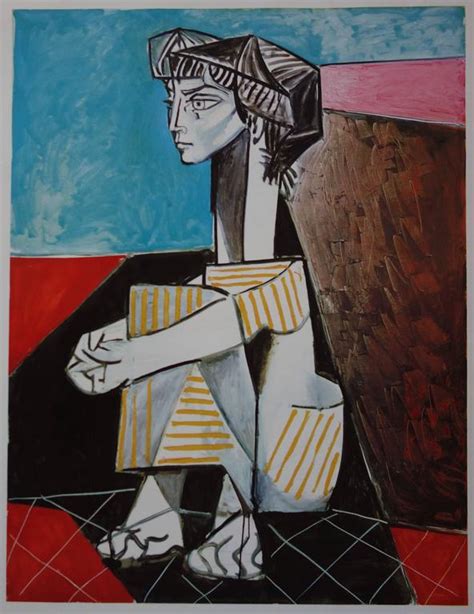 After Pablo Picasso Seated Cubist Woman Original Vintage Poster