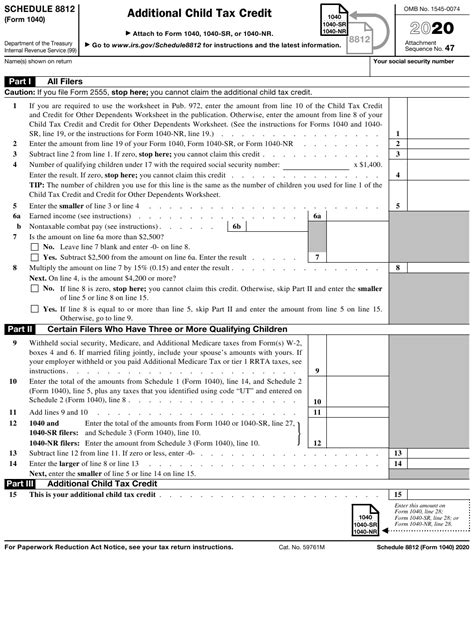 Irs Form 1040 Schedule 8812 Download Fillable Pdf Or Fill Online