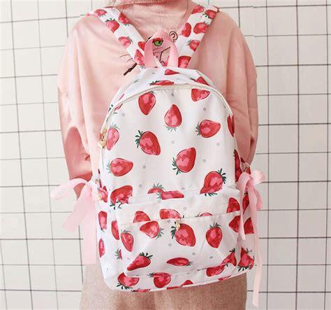 Harajuku Strawberry Waterproof Backpack On Storenvy