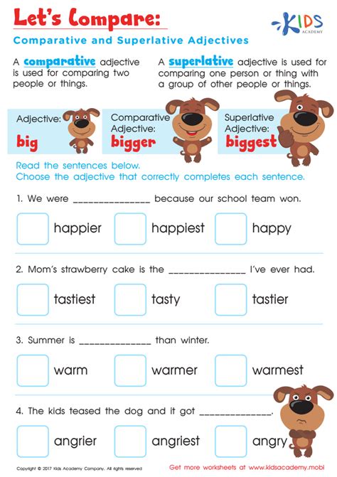 Comparative And Superlative Adjectives Worksheets For Grade