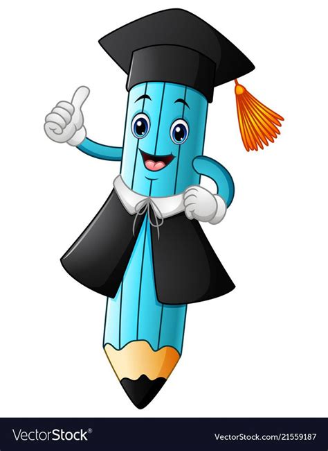 Illustration Of A Pencil Cartoon Wearing A Graduation Cap With Giving