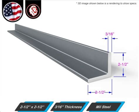 2 12 X 2 12 Steel Angle Bar 316 Thickness 12 Inch Long 1