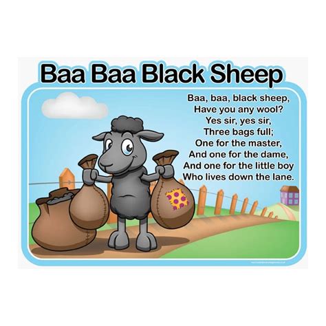 Baba black sheep long version 6 times in a row by tinyschool. Baa Baa Black Sheep Nursery Rhymes Signs | Literacy