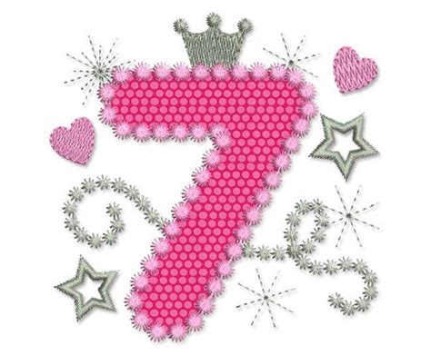Birthday Pink Number 7 Applique Embroidery Design By Embroideryland