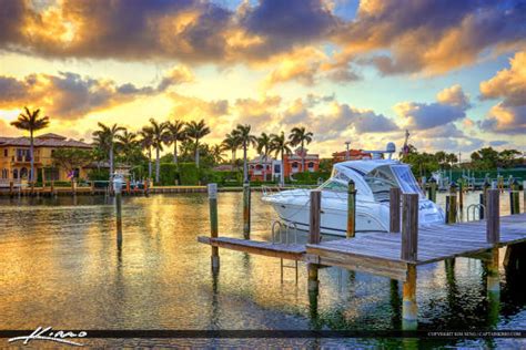 Boca Raton Boat At Dock At Waterfront Property Hdr Photography By