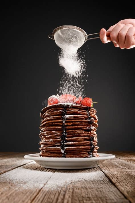 Powdered Sugar Onto Pancakes Stock Photo Image Of Dish Frosting