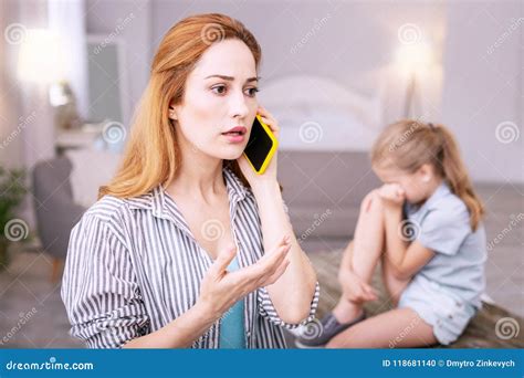 Sad Concerned Woman Talking On The Phone Stock Photo Image Of Medical