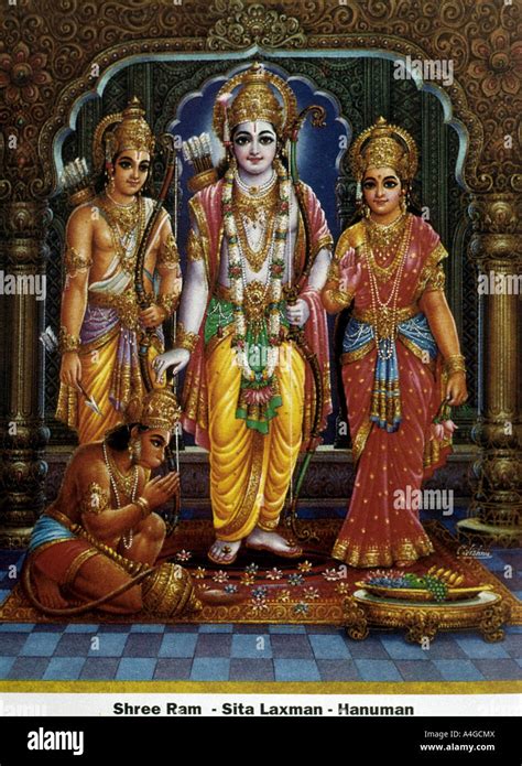Illustration Of Hindu Gods Shree Ram Sita Laxman And Hanuman Stock